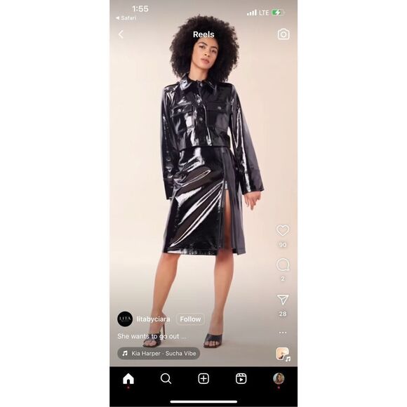 LITA by Ciara Black Patent Leather Crop Jacket xxsmall - Picture 5 of 13